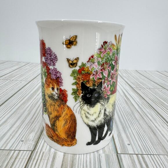 Dunoon Sophisticats fine bone china mug coffee cup floral Siamese Sue Scullard - Picture 3 of 10